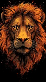 Fiery Lion Illustration