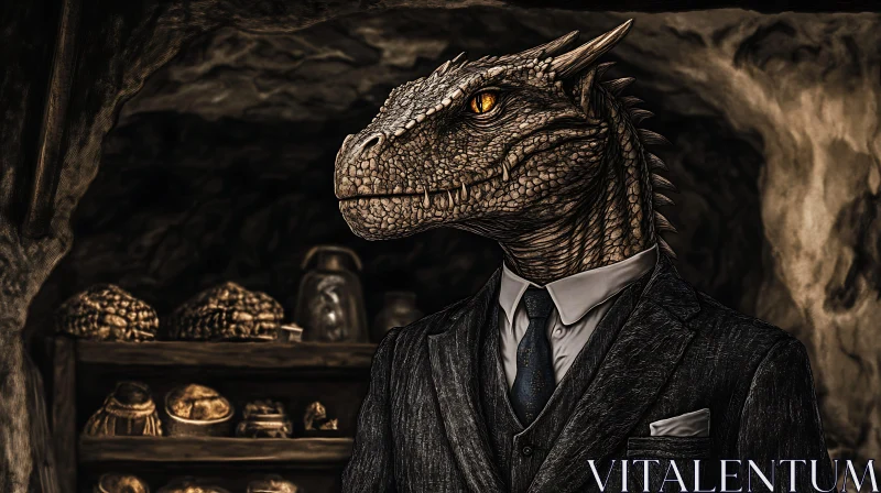 Dapper Dragon: A Formal Portrait AI Image