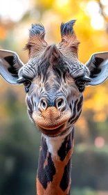 Endearing Giraffe Portrait in Fall