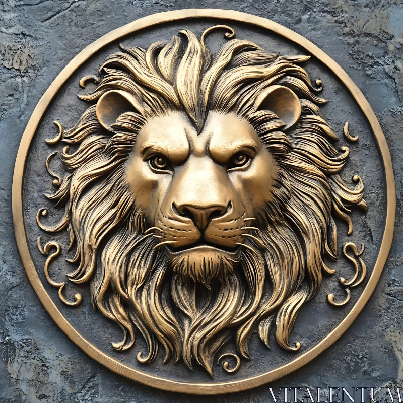 AI ART Lion Head in Golden Art