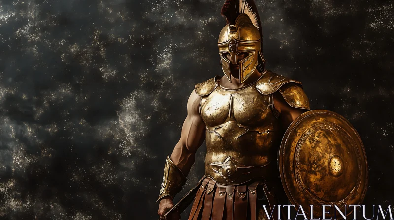 Ancient Warrior in Gilded Armor AI Image