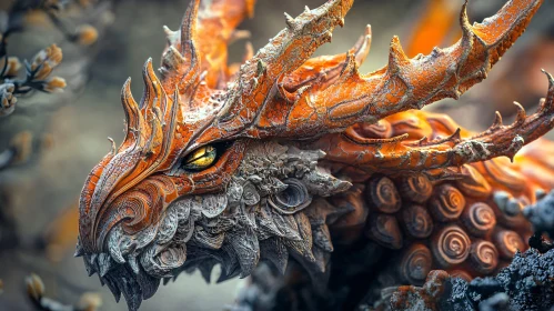 Detailed Dragon Head with Yellow Eye