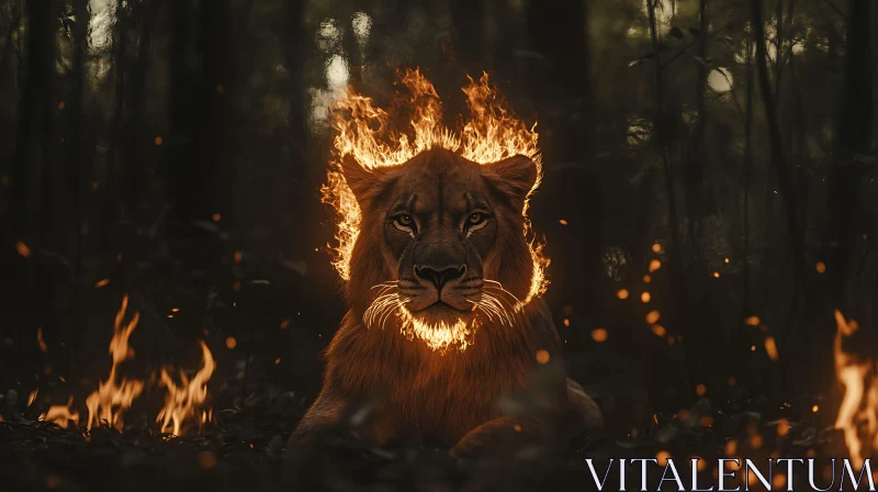 AI ART Fiery Lion Portrait