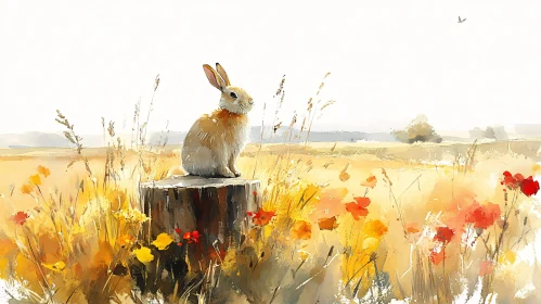 Serene Meadow Rabbit Scene