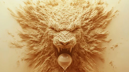 Fearsome Lion with Hourglass