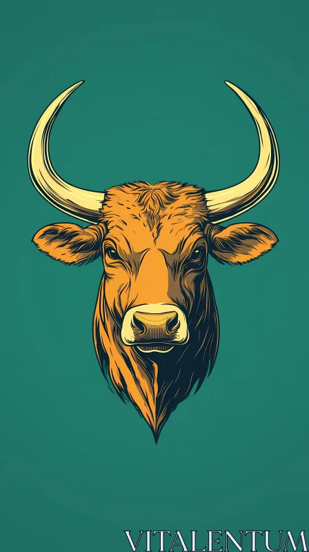 Bull Head Art Illustration AI Image