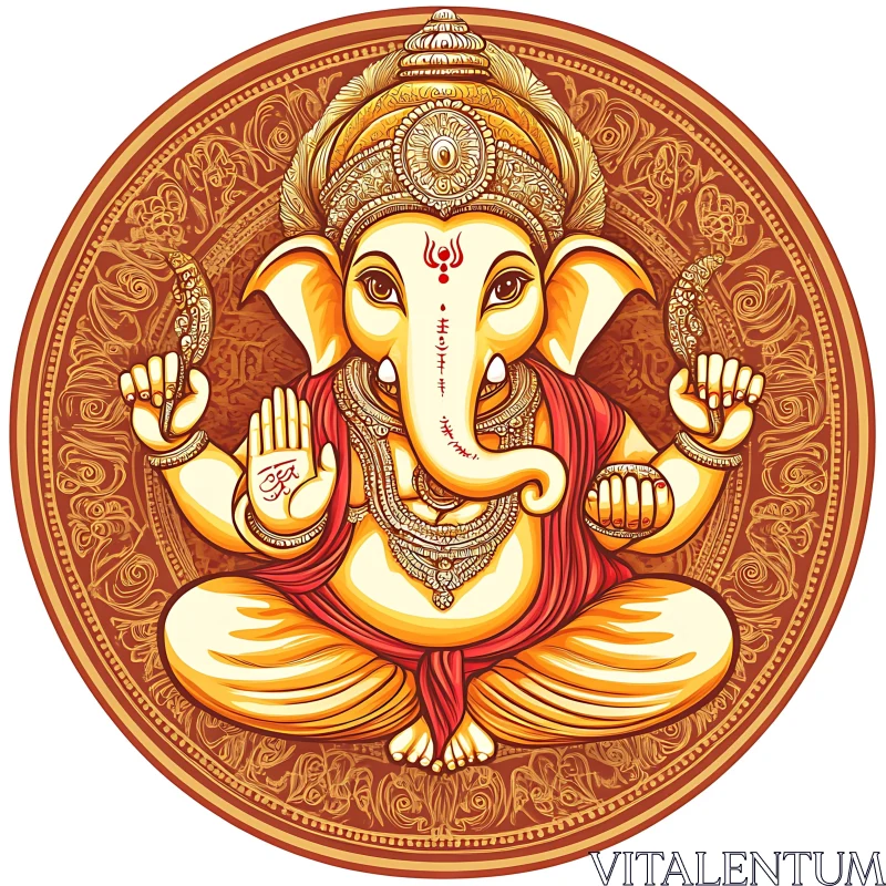 Detailed Ganesha Artwork - Religious Iconography AI Image