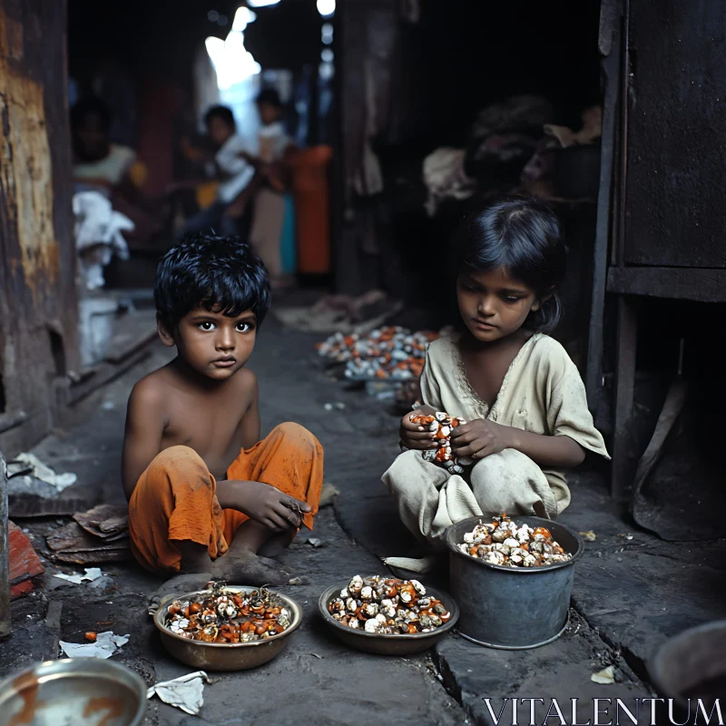 Children in India with goods to sell AI Image