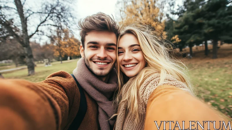 Couple's Autumn Selfie AI Image