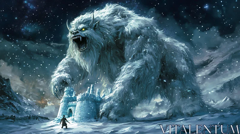 Colossal Yeti in Winter Fantasy AI Image