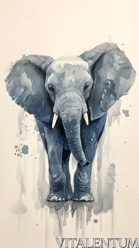 Blue Tones Elephant Art AI Image