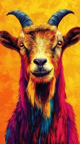 Vivid Goat Art in Abstract Colors