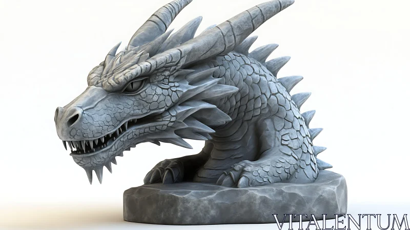 Stone Dragon Head Statue AI Image