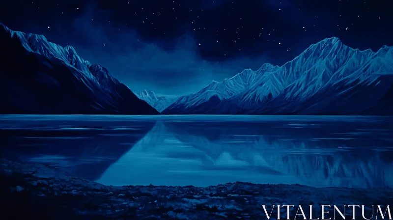 AI ART Majestic Night Mountain Reflection