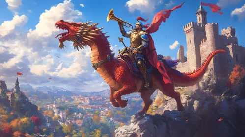 Fantasy Knight on Dragon's Back