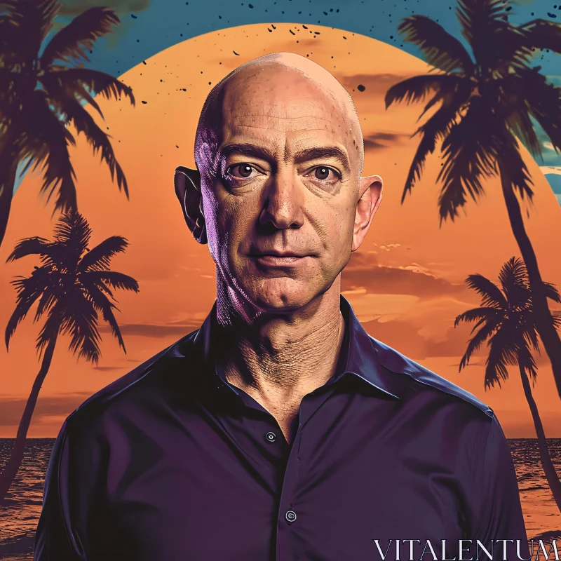 Jeff Bezos Beach Sunset Art AI Image