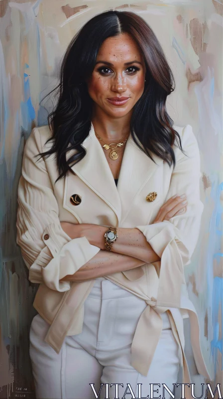 Elegant Portrait of Meghan Markle AI Image