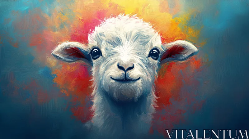 Colorful Lamb Portrait Art AI Image