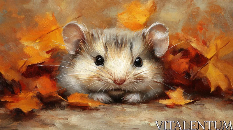 AI ART Autumn Leaves and Mouse Painting