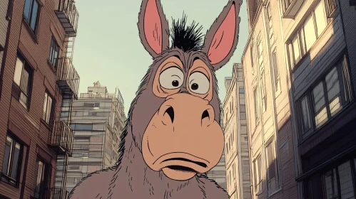 Urban Cartoon Donkey Scene