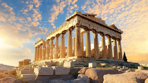 Iconic Parthenon Under Warm Sunset Light