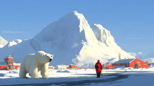 Snowy Arctic Landscape with Wildlife