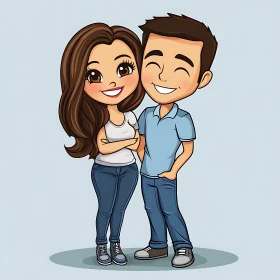 Happy Cartoon Couple Portrait