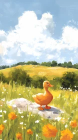 Duck Among Summer Blossoms