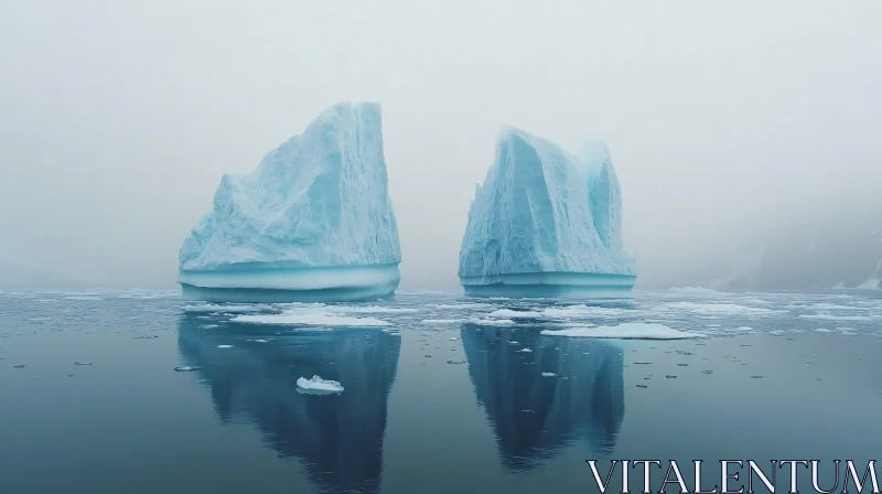 AI ART Serene Icebergs in Misty Arctic