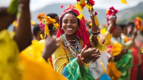 Joyful Celebration with Flowers and Smiles