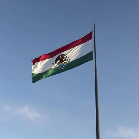 Flag of Mexico Against Azure Skies