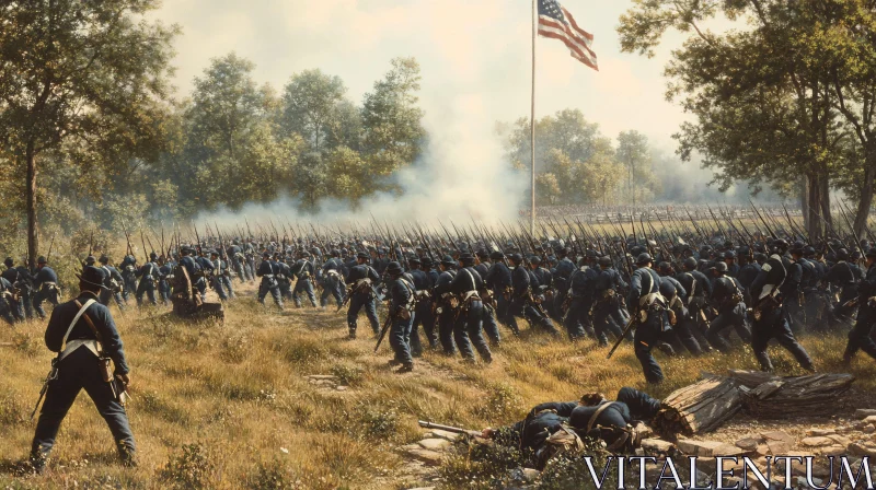 Historical Battle Scene with Soldiers AI Image