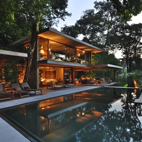 Contemporary Forest Home with Swimming Pool