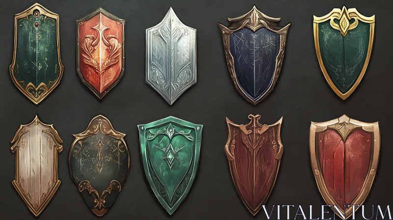 Ten Unique Medieval Shield Designs AI Image