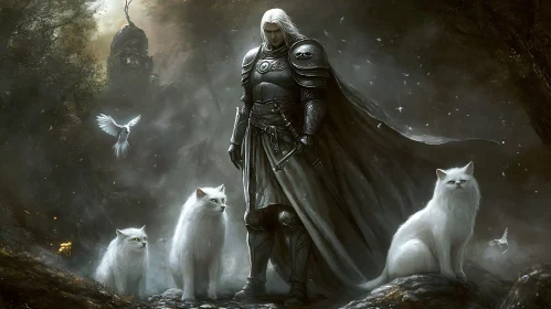 Guardian Knight with Feline Companions