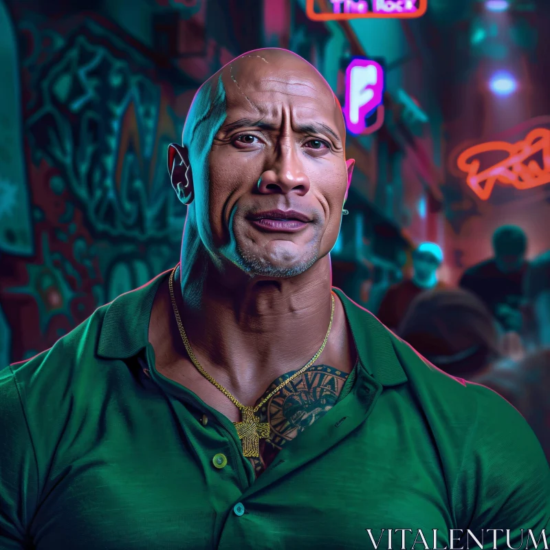 AI ART Urban Portrait with Dwayne 'The Rock' Johnson