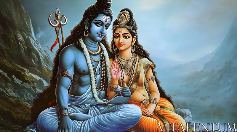 AI ART Hindu Gods: A Portrait of Divine Couple