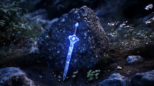 Mystical Sword with Blue Light