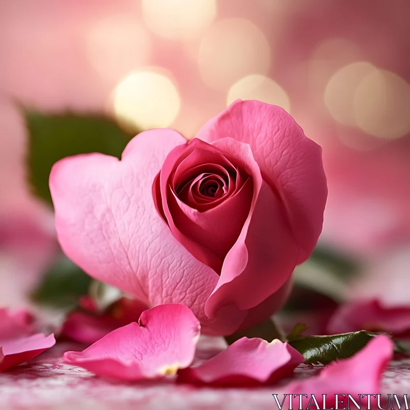 Romantic Pink Rose with Soft Petals AI Image