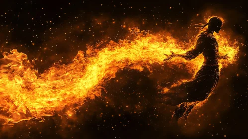 Mystical Figure Surrounded by Fire