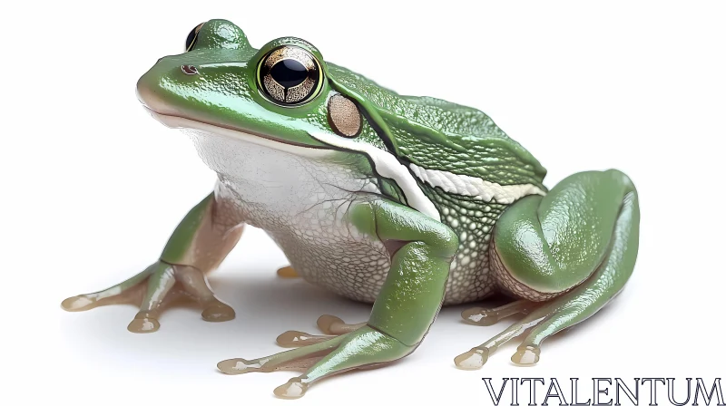 Green Frog on White Background AI Image