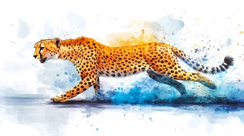 Dynamic Cheetah Watercolor