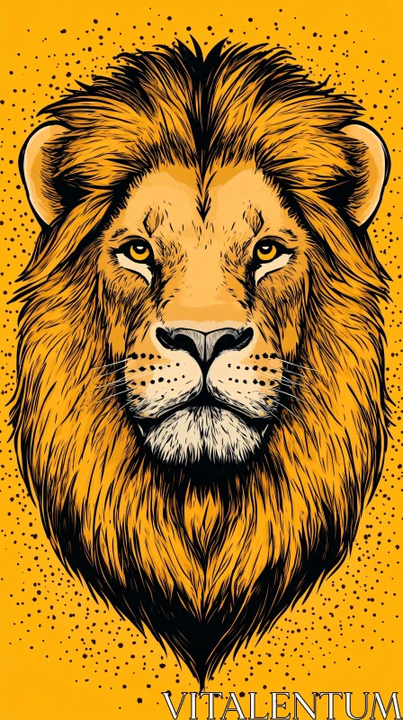 Illustration of a Regal Lion Face AI Image