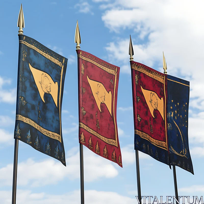 AI ART Heraldic Flags in the Wind