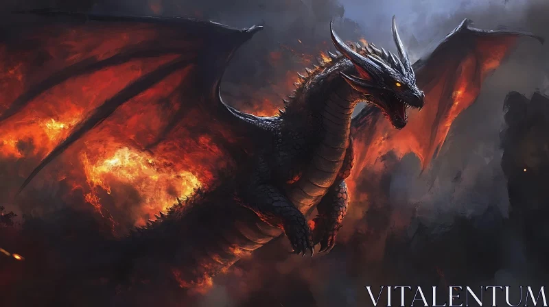 Epic Dragon in Flames Art AI Image