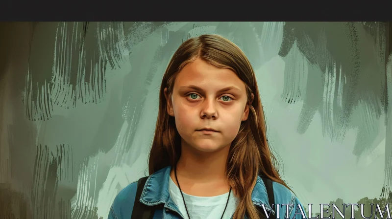 AI ART Greta Thunberg: A Determined Youth in Denim