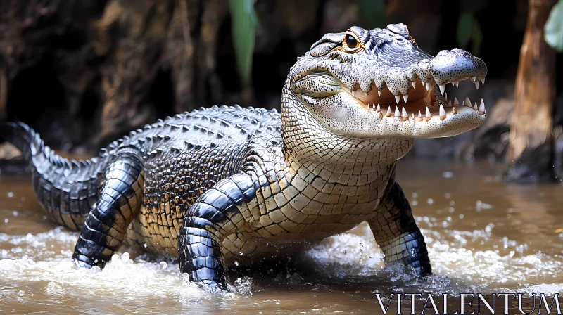 Vibrant Reptile in Water Scene AI Image