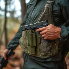 Pistol Ready Man in Tactical Gear
