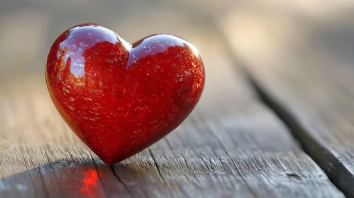 Heart on Wooden Table