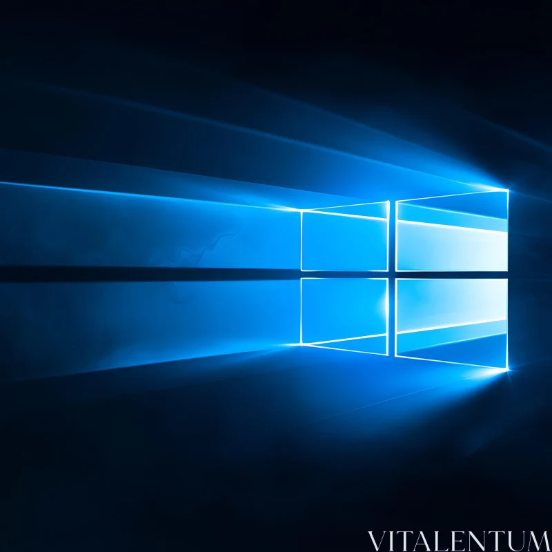 Futuristic Glowing Blue Window Icon AI Image